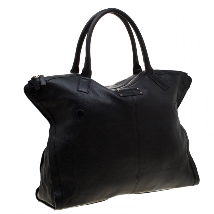 Pre Owned Alexander McQueen Black Leather Large De Manta Tote