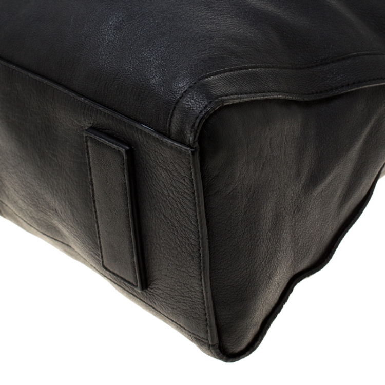 Pre Owned Alexander McQueen Black Leather Large De Manta Tote