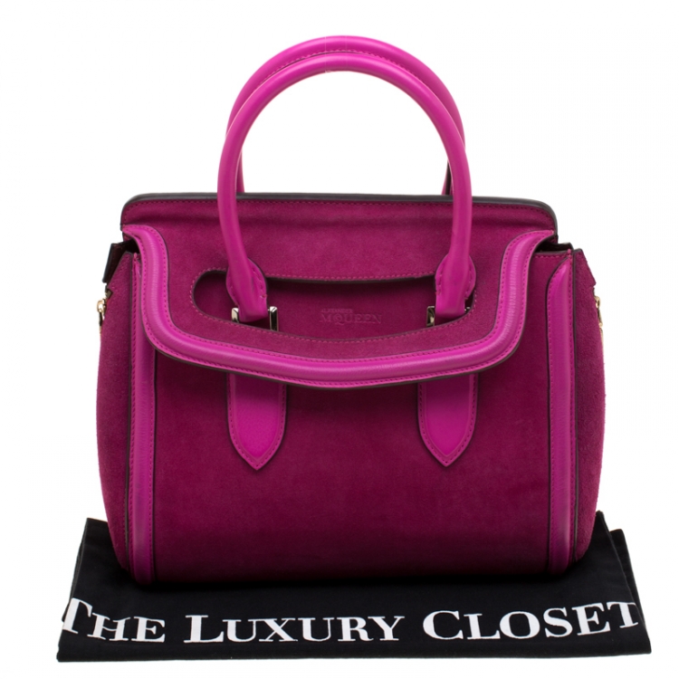 Pre Owned Alexander McQueen Pink Suede and Leather Heroine Tote