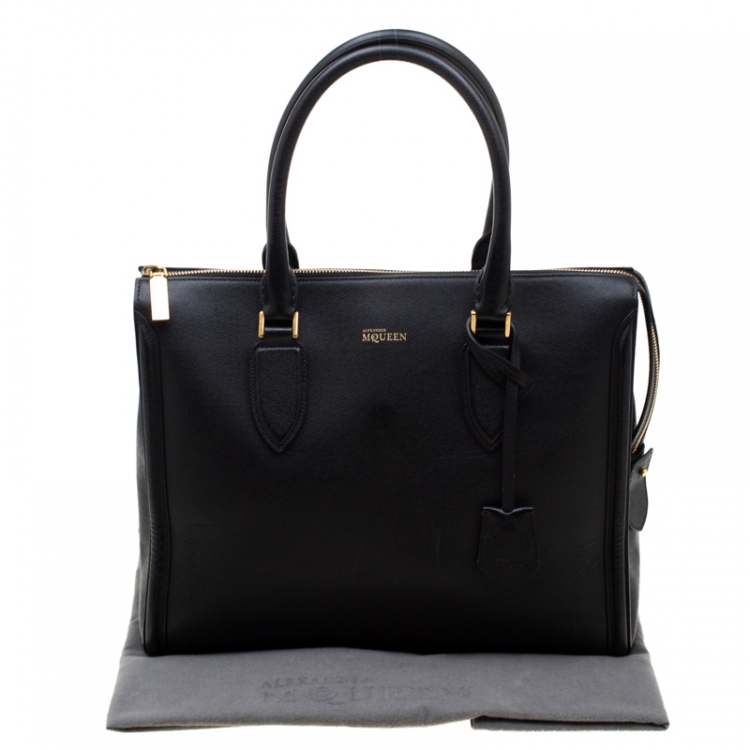 Pre Owned Alexander McQueen Black Leather Heroine Open Tote