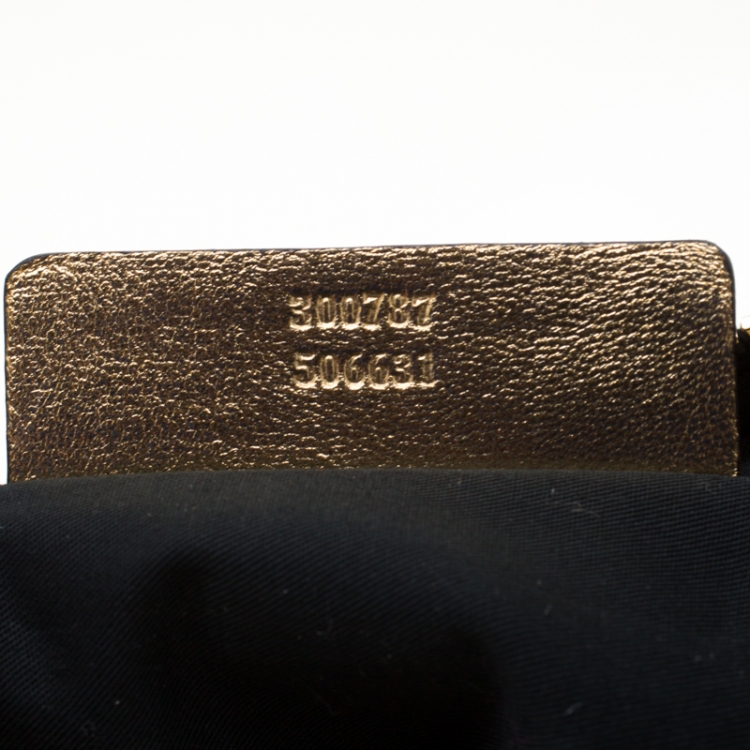 Pre Owned Alexander McQueen Gold Metallic Leather Medium De Manta Clutch