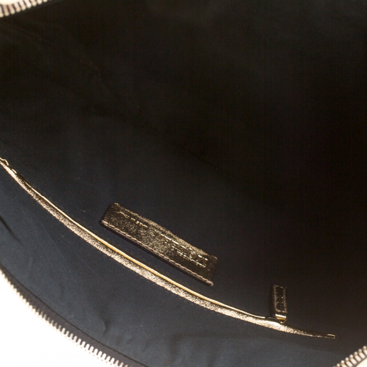 Pre Owned Alexander McQueen Gold Metallic Leather Medium De Manta Clutch