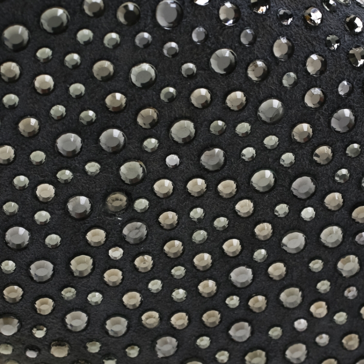 Pre Owned Alexander McQueen Grey Nubuck Leather and Crystal Embellished Skull Clutch
