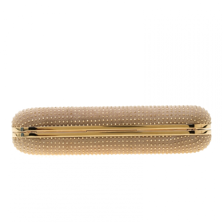Pre Owned Alexander McQueen Beige Nubuck Leather Studded Skull Knuckle Clutch