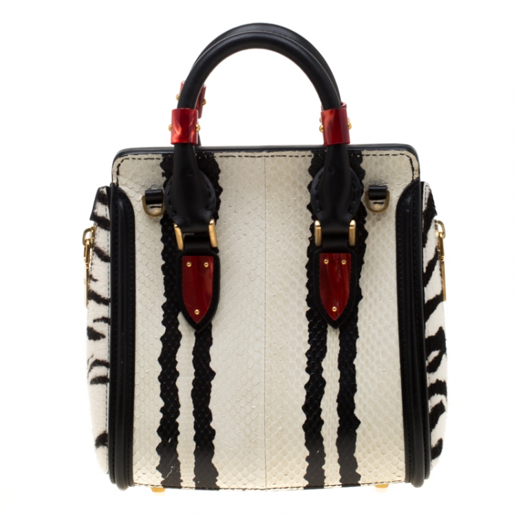 Pre Owned Alexander McQueen Multicolor Python, Calfhair and Leather Mini Heroine Shoulder Bag