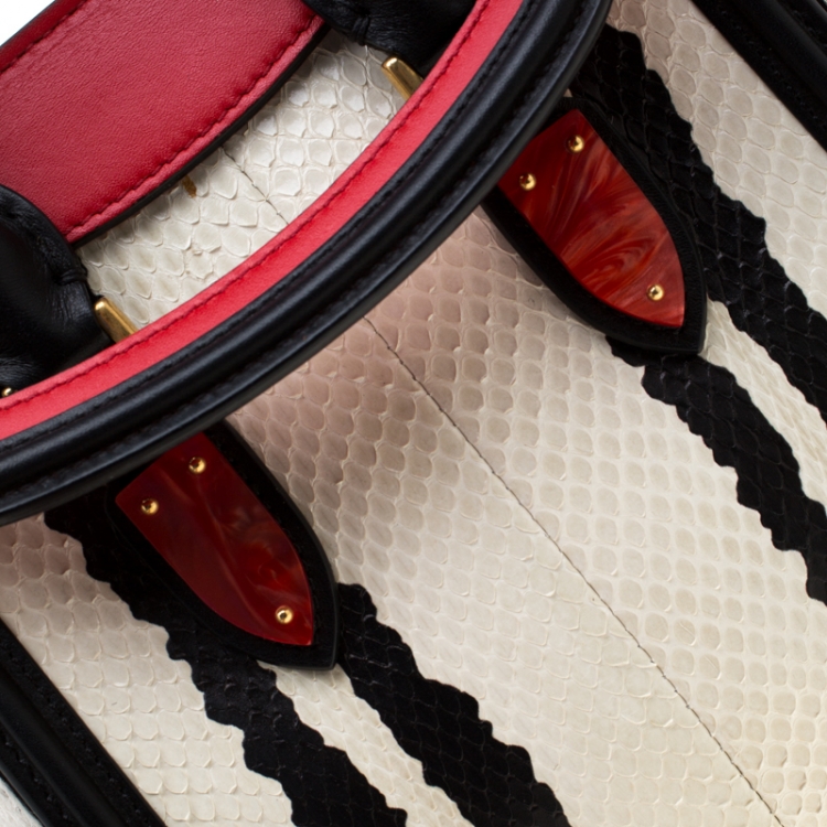 Pre Owned Alexander McQueen Multicolor Python, Calfhair and Leather Mini Heroine Shoulder Bag
