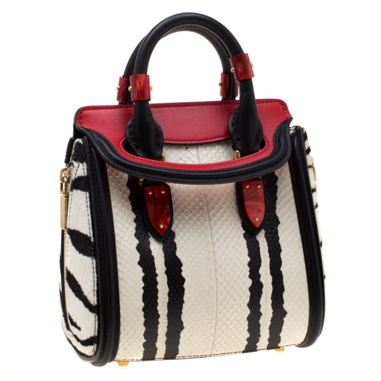 Pre Owned Alexander McQueen Multicolor Python, Calfhair and Leather Mini Heroine Shoulder Bag
