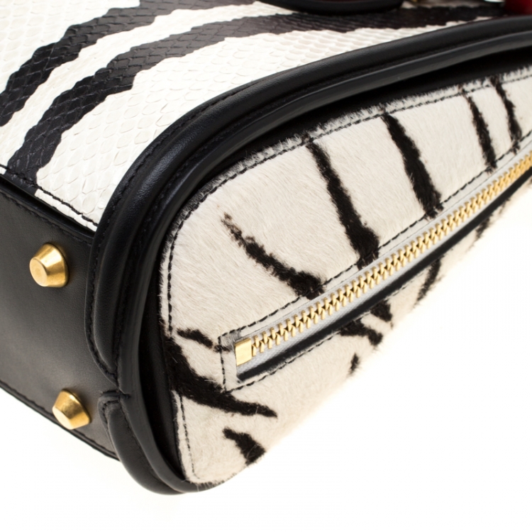 Pre Owned Alexander McQueen Multicolor Python, Calfhair and Leather Mini Heroine Shoulder Bag