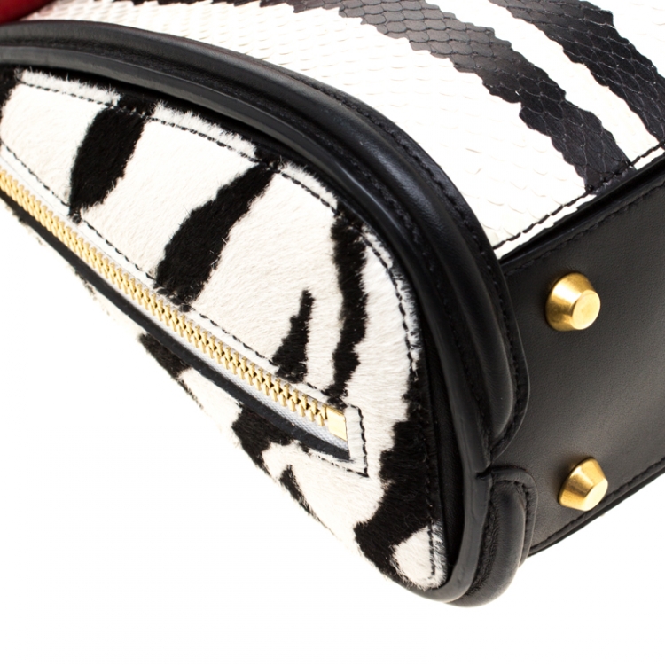 Pre Owned Alexander McQueen Multicolor Python, Calfhair and Leather Mini Heroine Shoulder Bag