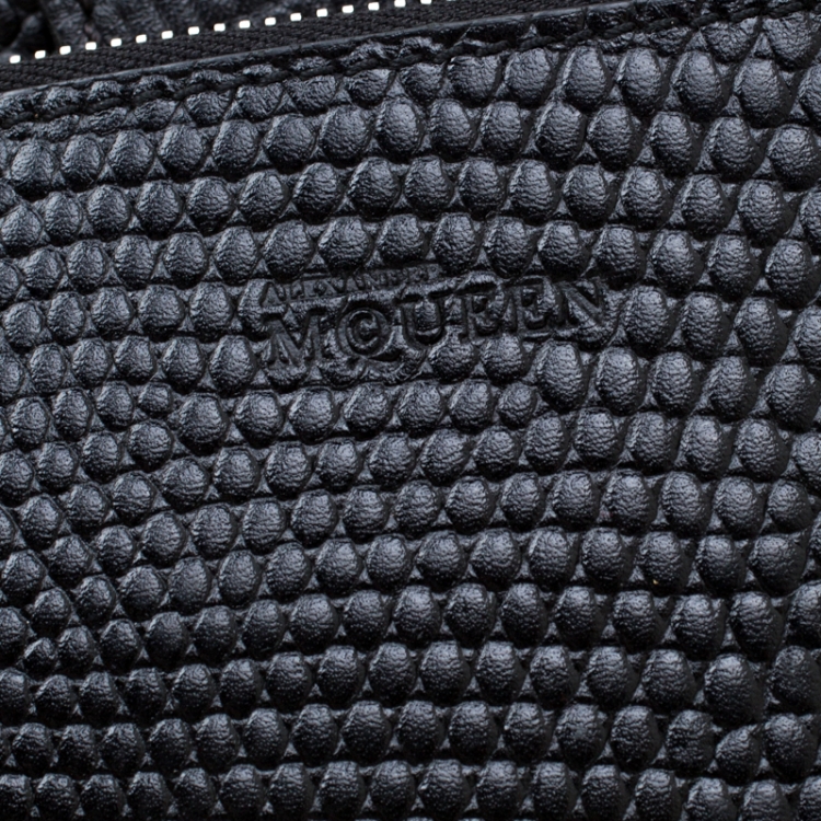 Pre Owned Alexander Mcqueen Black Textured Leather Tote