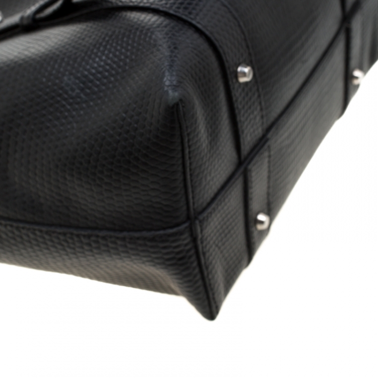 Pre Owned Alexander Mcqueen Black Textured Leather Tote