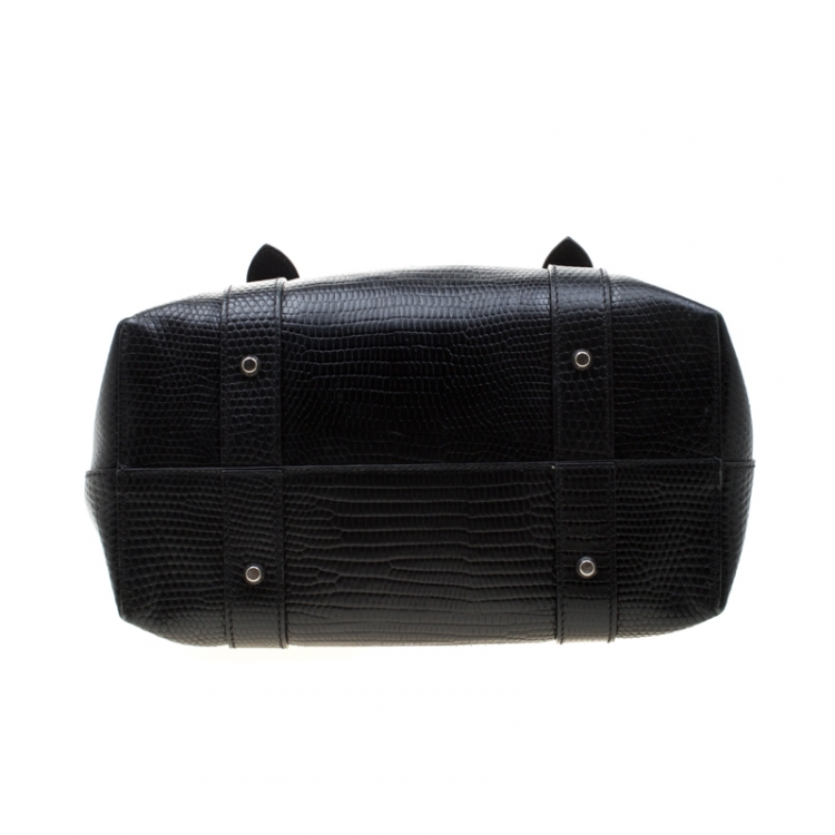 Pre Owned Alexander Mcqueen Black Textured Leather Tote