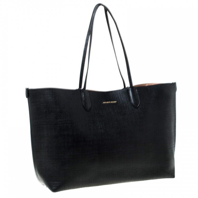 Pre Owned Alexander McQueen Black Leather Large Shopper Tote