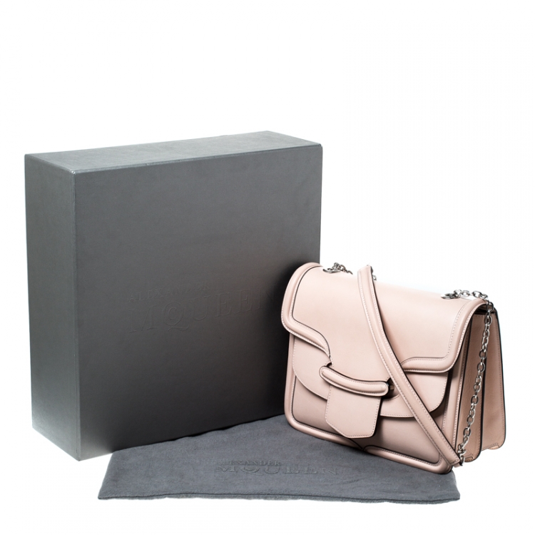 Pre Owned Alexander McQueen Beige Leather Heroine Chain Shoulder Bag