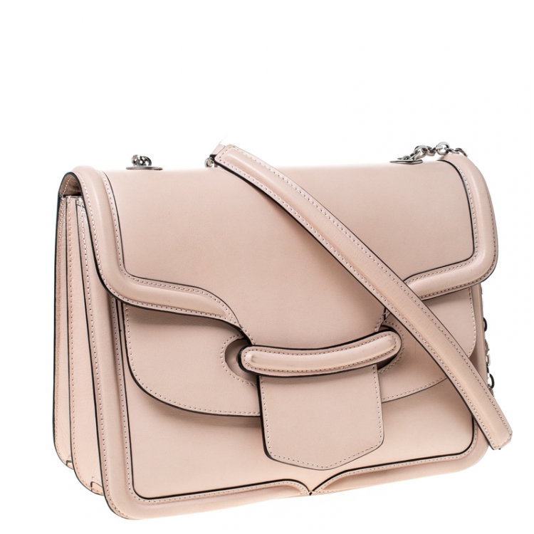 Pre Owned Alexander McQueen Beige Leather Heroine Chain Shoulder Bag