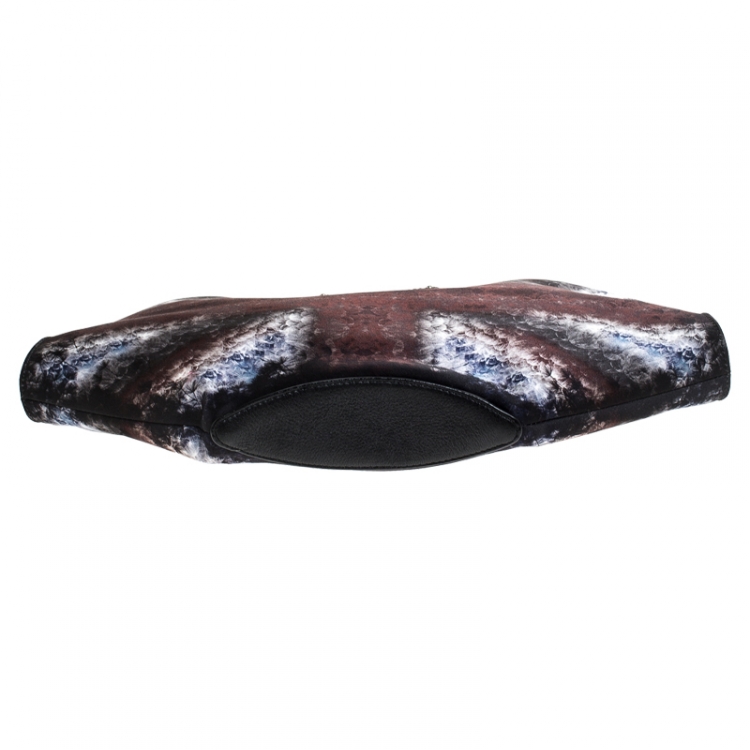 Pre Owned Alexander McQueen Multicolor Satin and Leather Medium De Manta Clutch