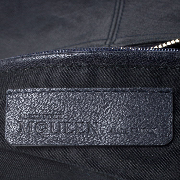 Pre Owned Alexander McQueen Black Leather Medium De Manta Clutch