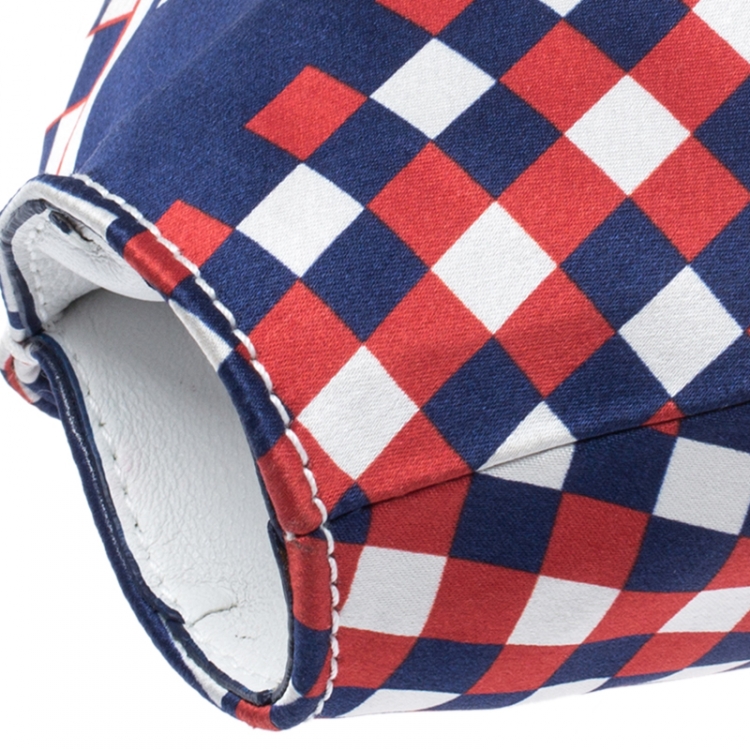 Pre Owned Alexander McQueen Blue/Red Satin Medium De Manta Clutch