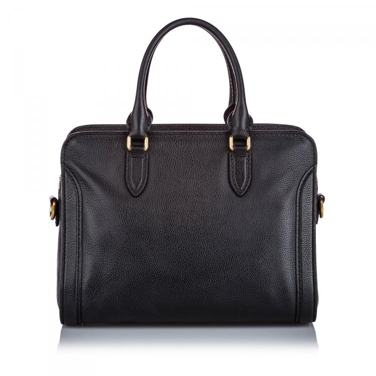 Pre Owned  Alexander McQueen Black Leather Skull Padlock Satchel