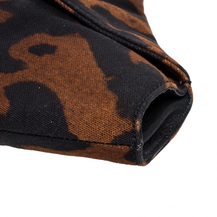 Pre Owned Alexander McQueen Black/Brown Leopard Print Canvas Medium De Manta Clutch