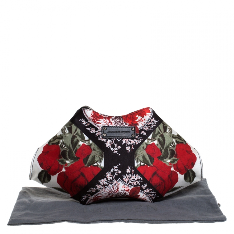Pre Owned Alexander McQueen Multicolor Floral Print Satin Small De Manta Clutch