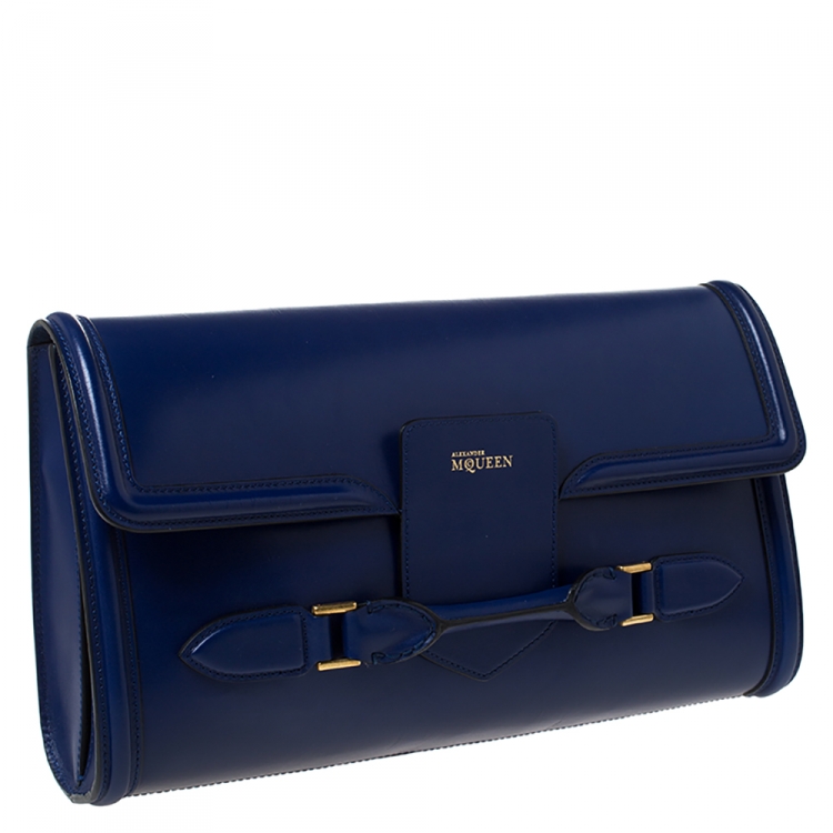 Pre Owned Alexander McQueen Blue Leather Heroine Clutch
