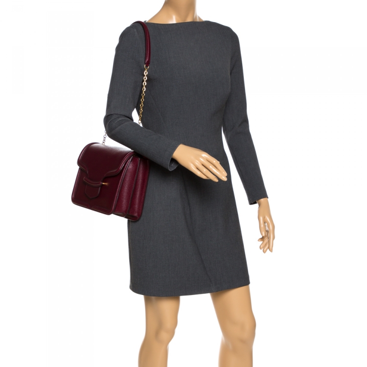 Pre Owned Alexander McQueen Burgundy Leather Lucite Heroine Shoulder Bag