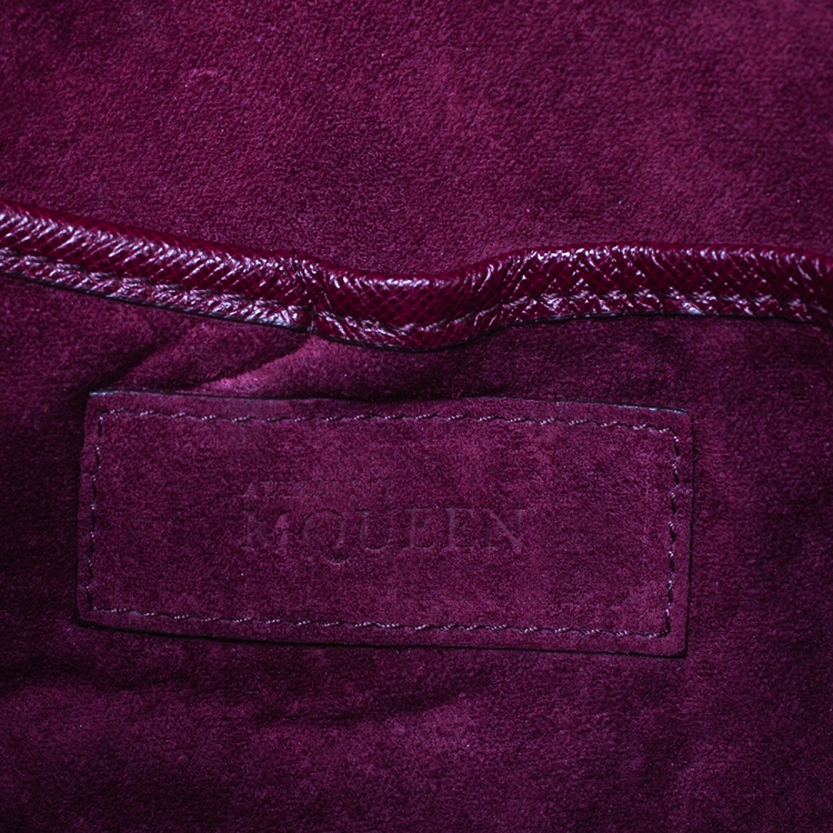 Pre Owned Alexander McQueen Burgundy Leather Lucite Heroine Shoulder Bag
