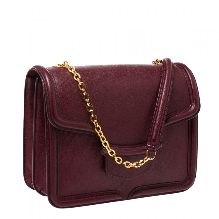Pre Owned Alexander McQueen Burgundy Leather Lucite Heroine Shoulder Bag