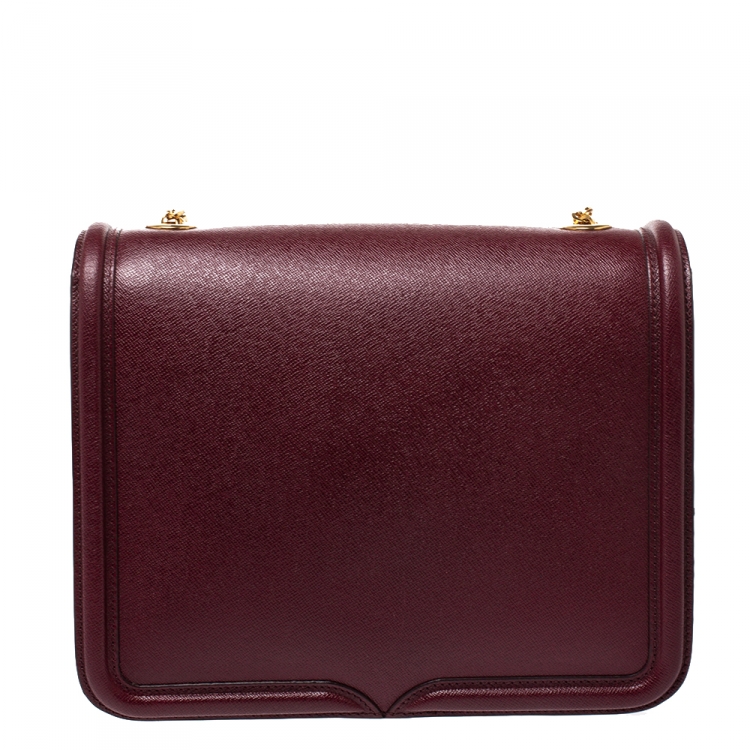 Pre Owned Alexander McQueen Burgundy Leather Lucite Heroine Shoulder Bag