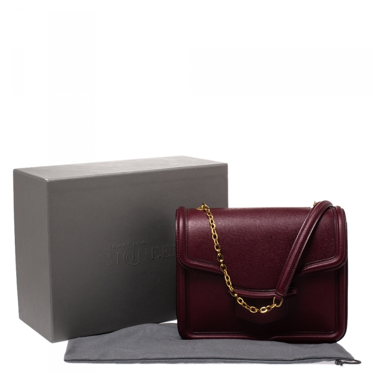 Pre Owned Alexander McQueen Burgundy Leather Lucite Heroine Shoulder Bag