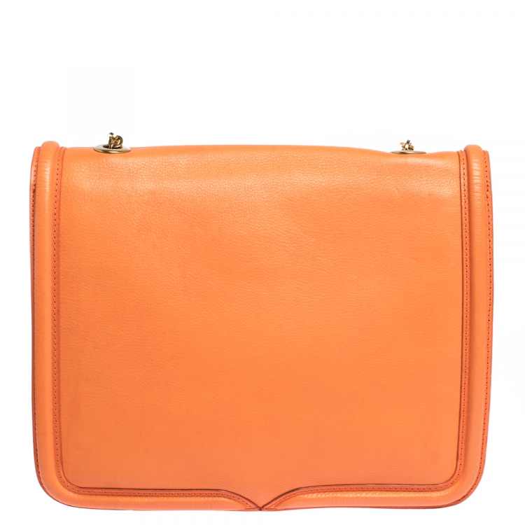 Pre Owned Alexander McQueen Orange Leather Lucite Heroine Shoulder Bag