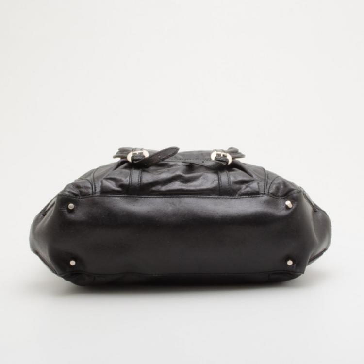 Pre Owned Alexander McQueen Black Leather Flapper Satchel 