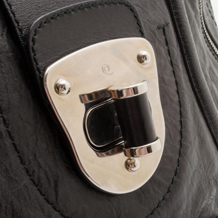 Pre Owned Alexander McQueen Black Leather Flapper Satchel 