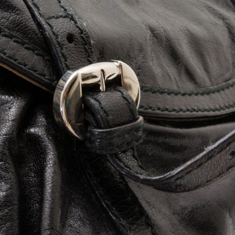 Pre Owned Alexander McQueen Black Leather Flapper Satchel 