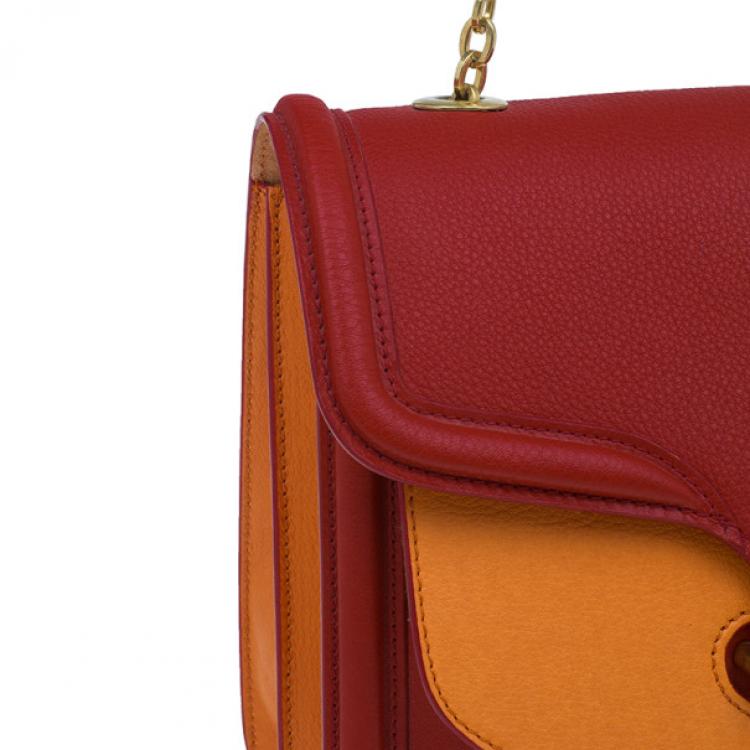 Pre Owned Alexander McQueen Red and Orange Leather Heroine Chain Satchel
