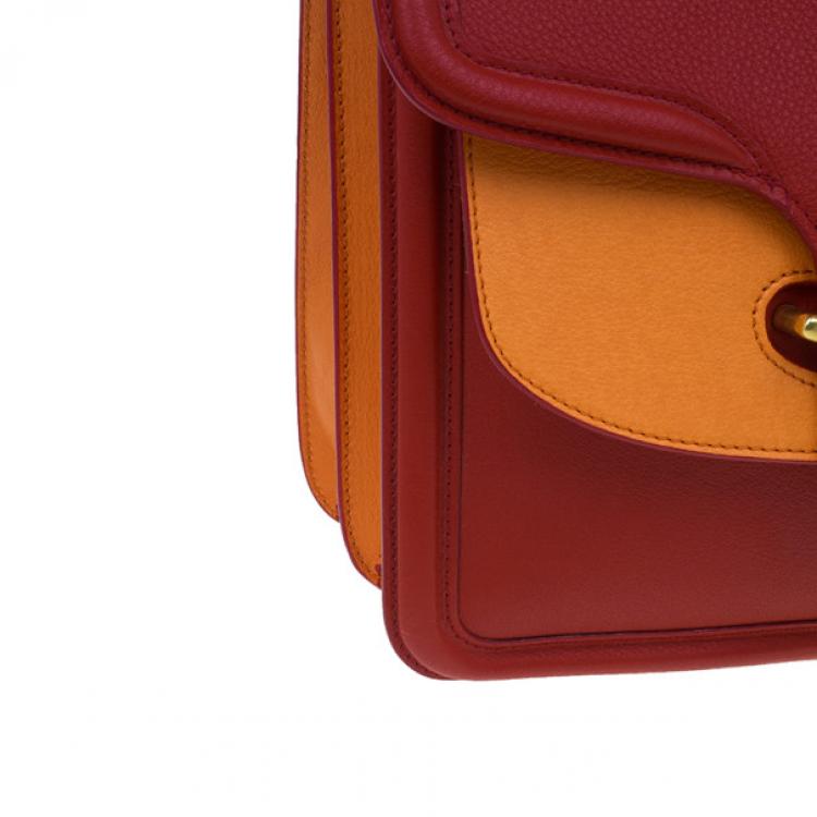 Pre Owned Alexander McQueen Red and Orange Leather Heroine Chain Satchel