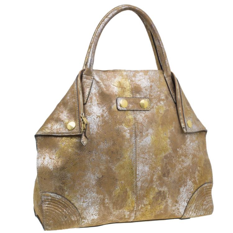Pre Owned Alexander McQueen Metallic Brown Leather De Manta Tote Bag