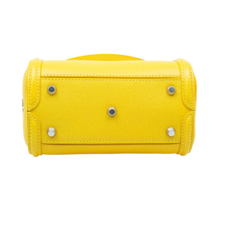 Pre Owned Alexander McQueen Yellow Woven Grain Leather Mini Heroine Shoulder Bag