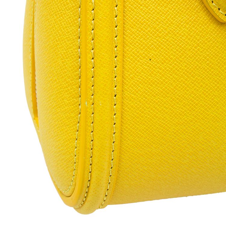 Pre Owned Alexander McQueen Yellow Woven Grain Leather Mini Heroine Shoulder Bag