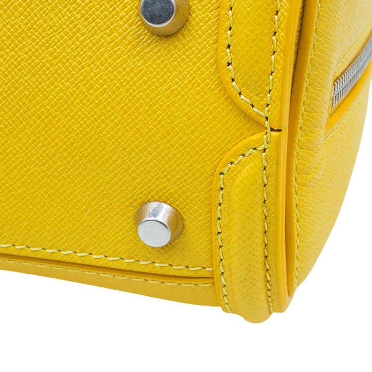 Pre Owned Alexander McQueen Yellow Woven Grain Leather Mini Heroine Shoulder Bag