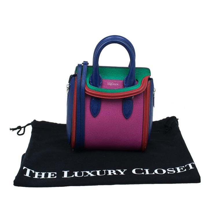 Pre Owned Alexander McQueen Multicolor Grain Leather Mini Heroine Shoulder Bag