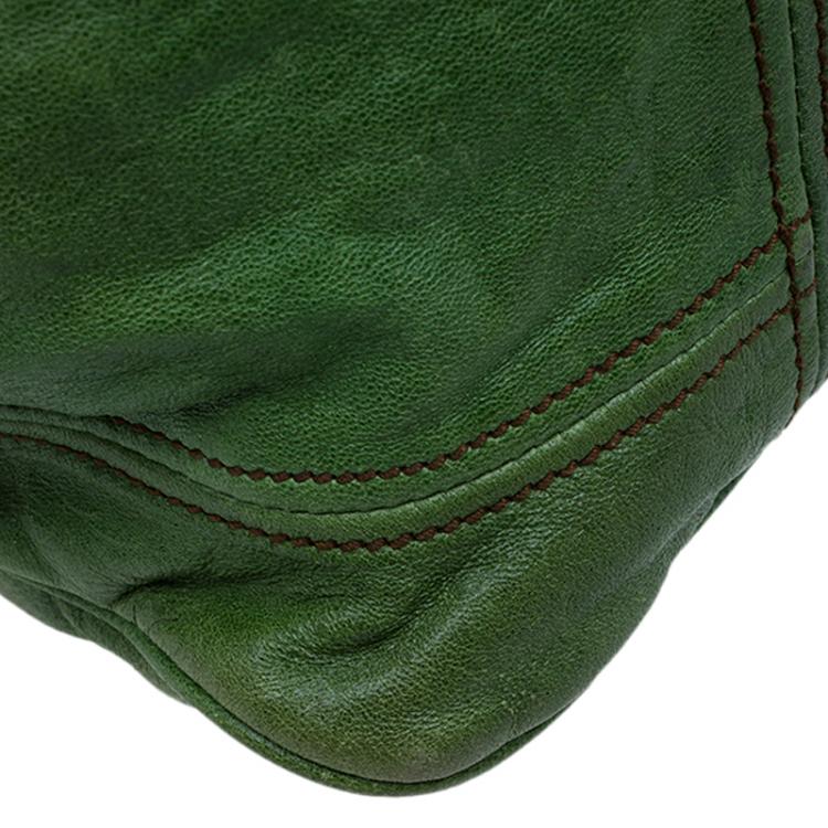 Pre Owned Alexander McQueen Green  Leather Flapper Shoulder Bag