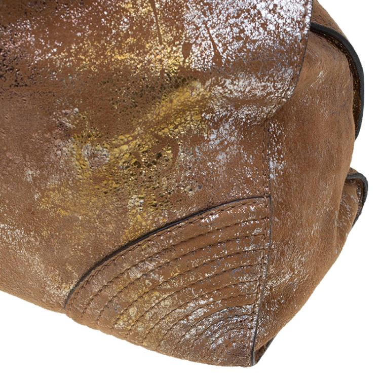 Pre Owned Alexander McQueen Metallic Brown Leather De Manta Tote Bag