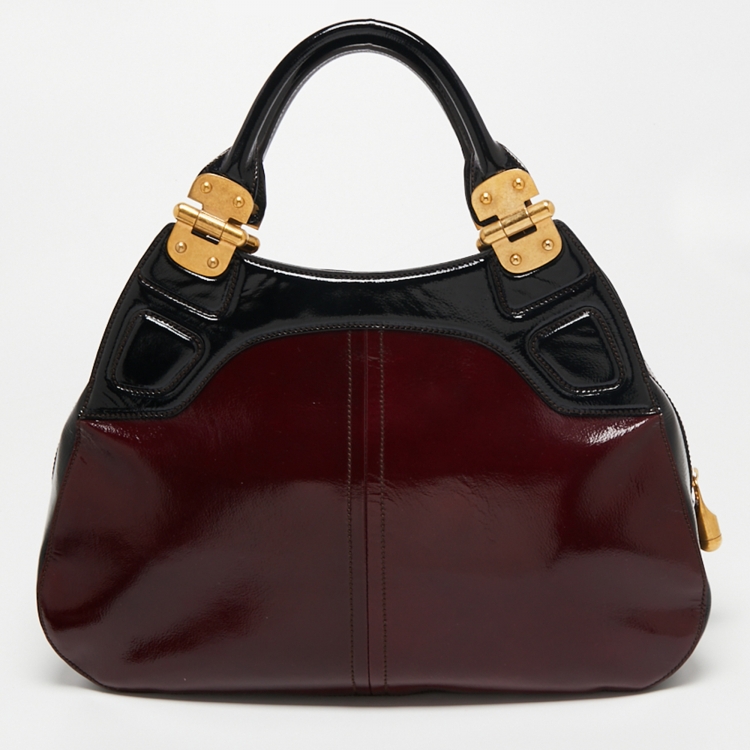 Pre Owned Alexander McQueen Multicolor Paisley Patent Leather Hinge Turn Lock Satchel