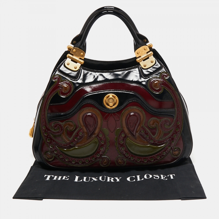 Pre Owned Alexander McQueen Multicolor Paisley Patent Leather Hinge Turn Lock Satchel