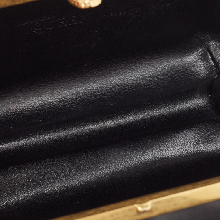 Pre Owned Alexander McQueen Black Leather Skull Box Clutch