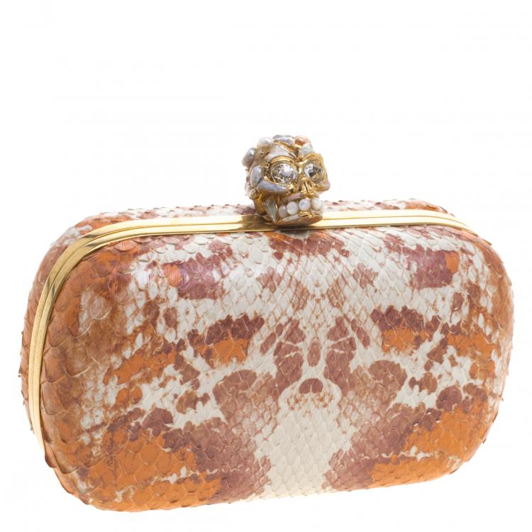 Pre Owned Alexander Mcqueen Multicolor Python Skull Box Clutch