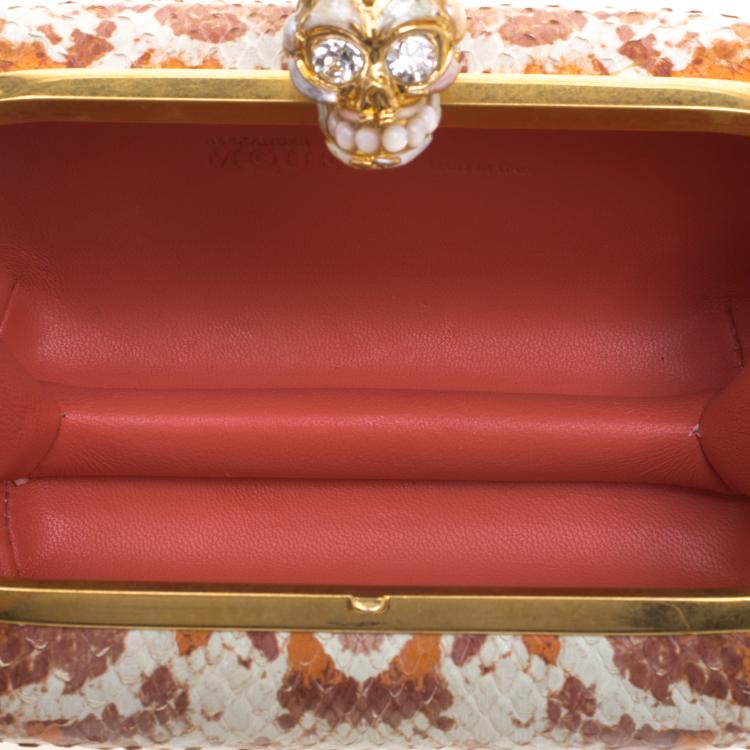 Pre Owned Alexander Mcqueen Multicolor Python Skull Box Clutch