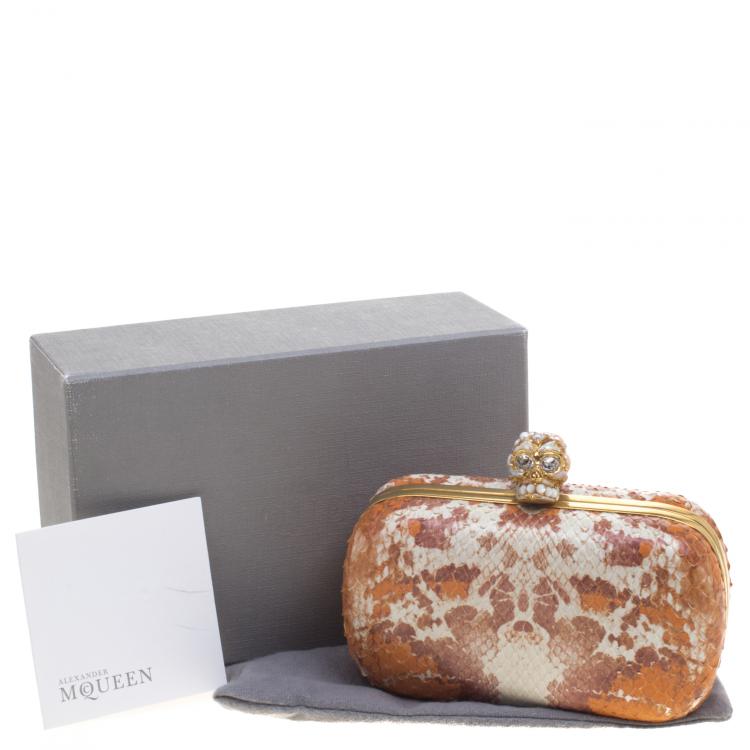 Pre Owned Alexander Mcqueen Multicolor Python Skull Box Clutch
